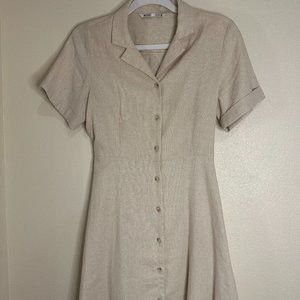 Button Up Beige Dress